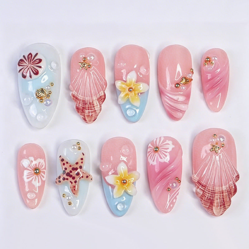 Artificial nail set with maritime designs and glittering accents Kalsten