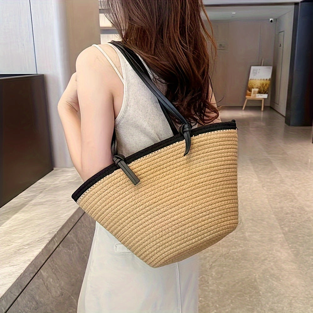 Spacious beach bag with innovative leather handles Kalsten