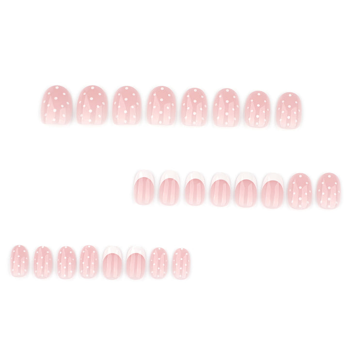 Elegant artificial nails with modern dots and fresh design Kalsten