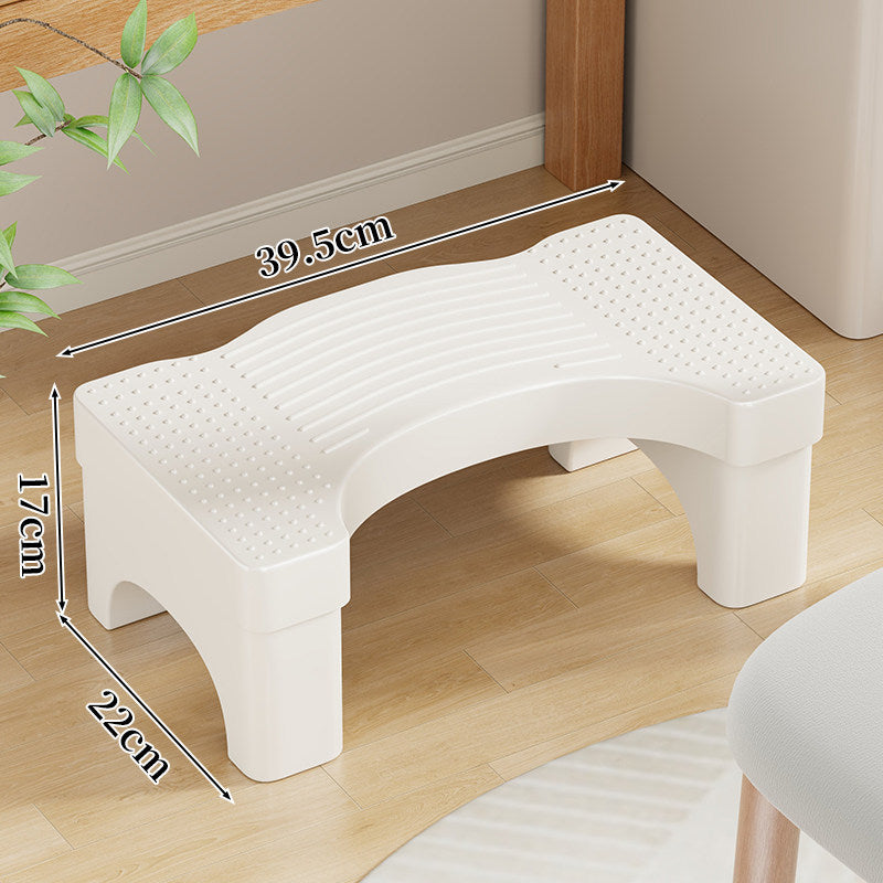 Curved Non-Slip Plastic Footstool Step Stool with Textured Anti-Skid Surface and Reinforced Legs