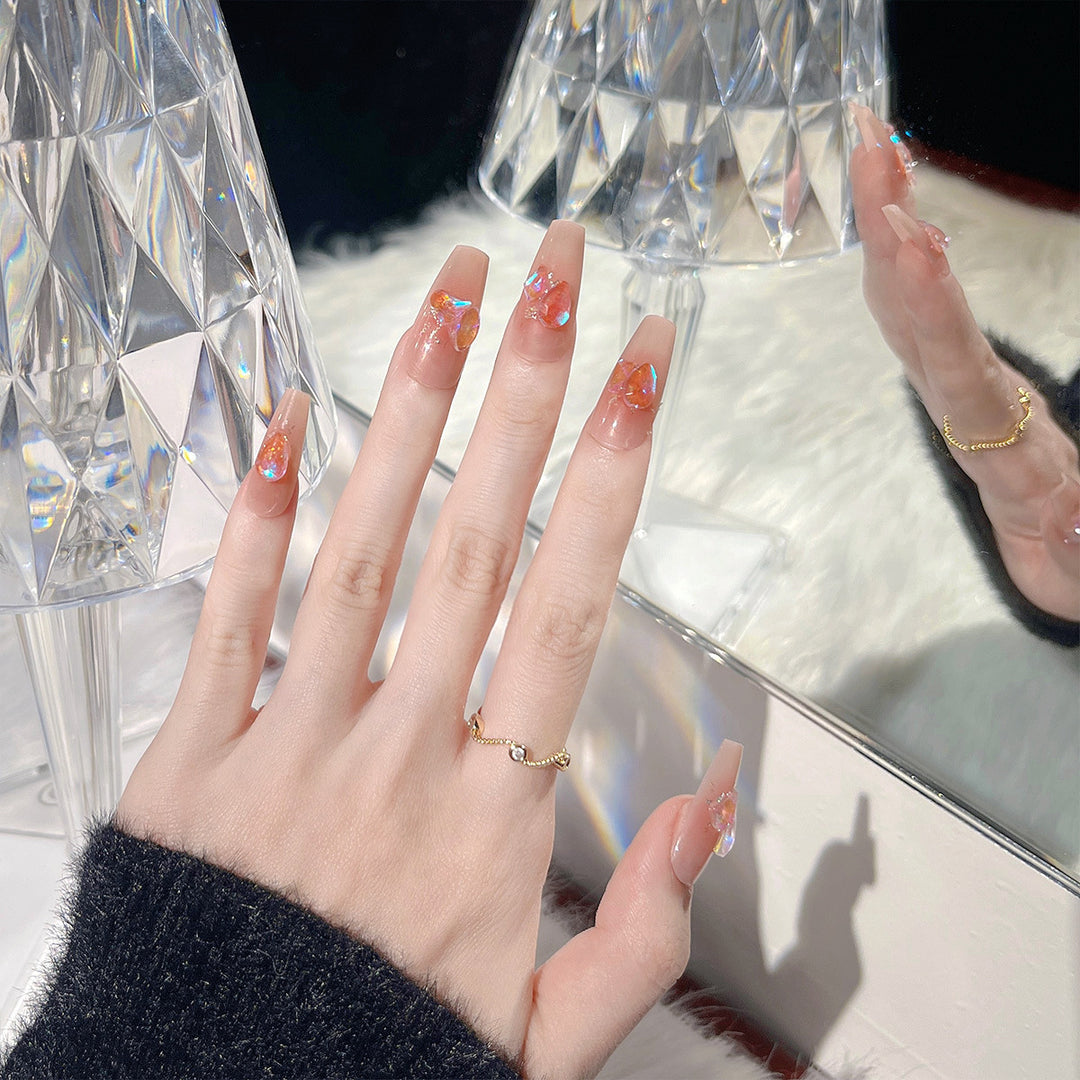 Artistic Press-On Nail Tips with Floral Design Kalsten