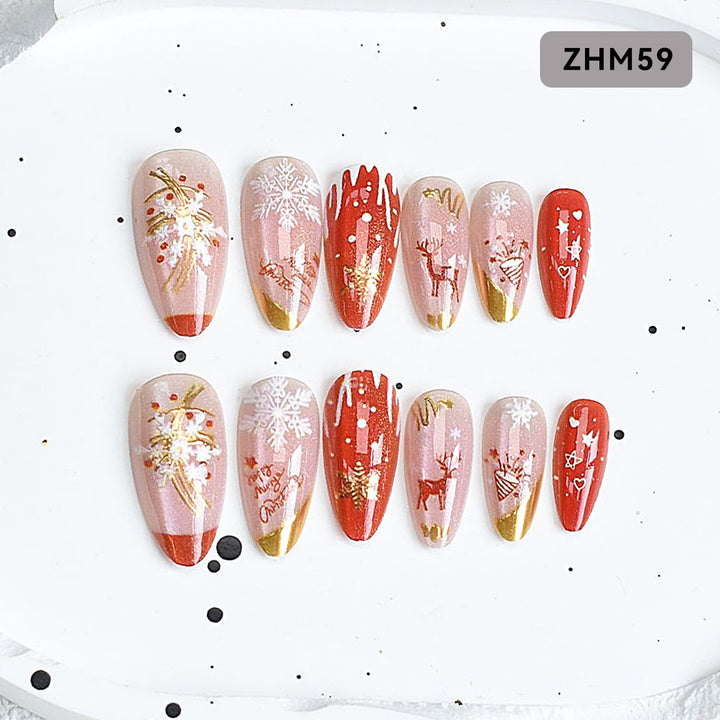 Festive Artistic Press-On Nail Design Kalsten