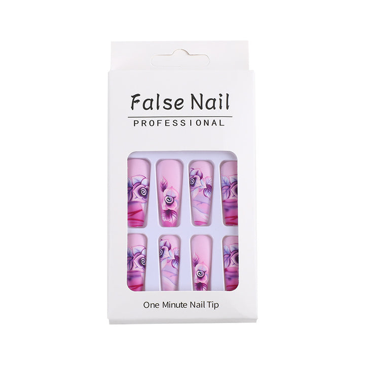 Artistic Nail Tips with Floral Design Kalsten