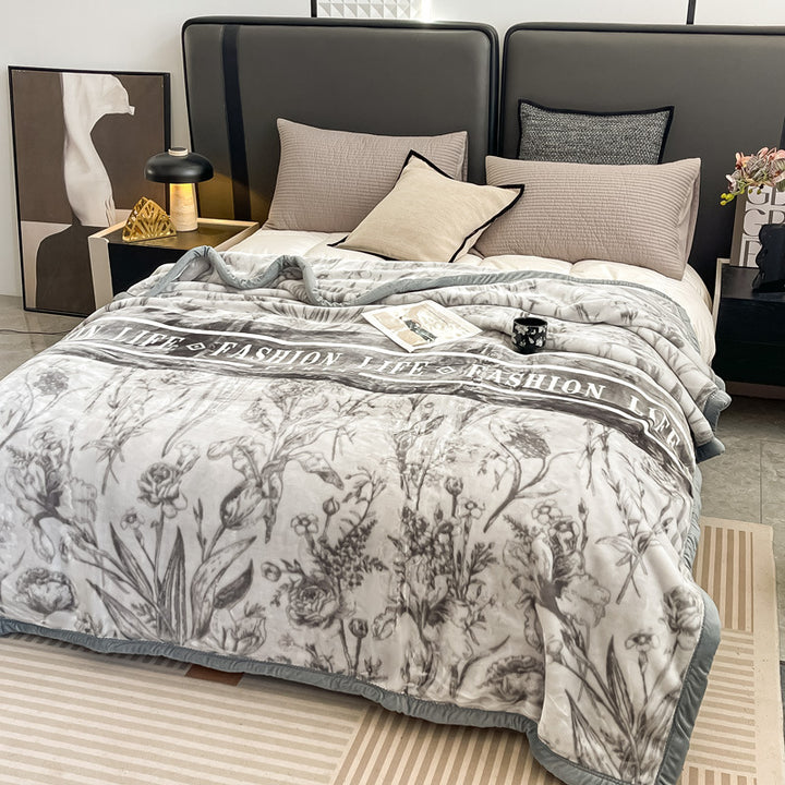 Floral Patterned Fleece Throw Blanket Kalsten