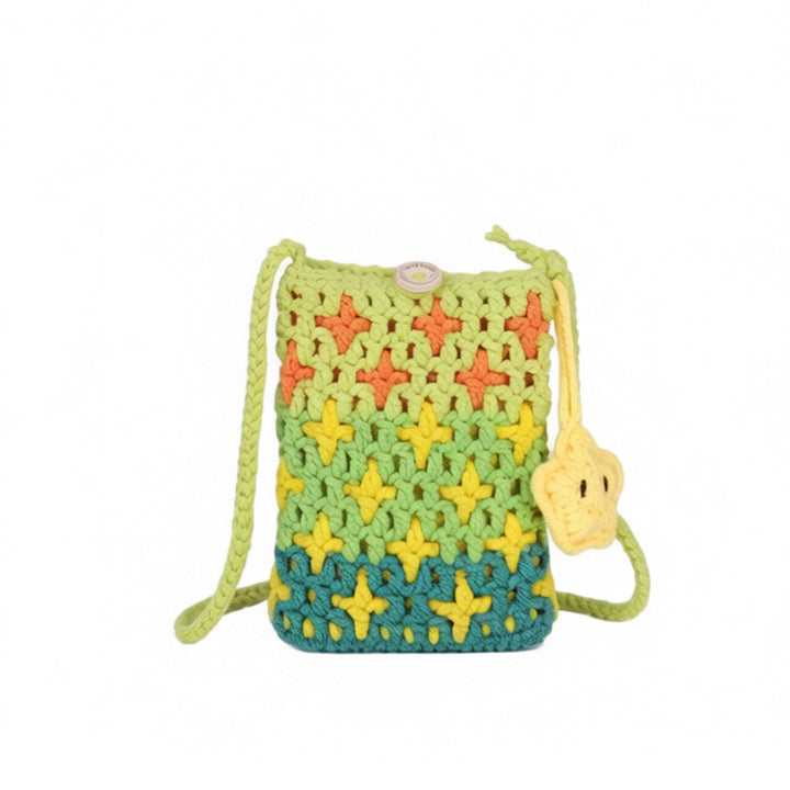 Crocheted Star Pattern Mini Crossbody Bag