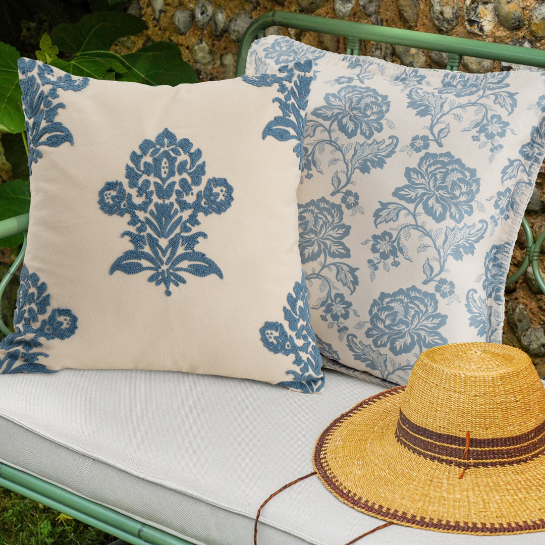 Floral Mandala Decorative Pillow Cover Made of Cotton Blend with Hidden Zipper