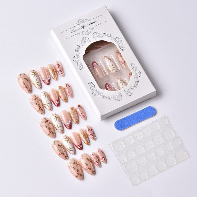 Artificial nail set with elegant Christmas motifs and glitter accents Kalsten