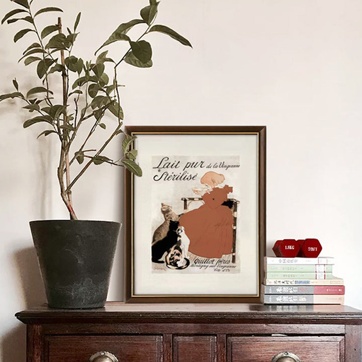 Vintage Framed Cat-themed Artwork