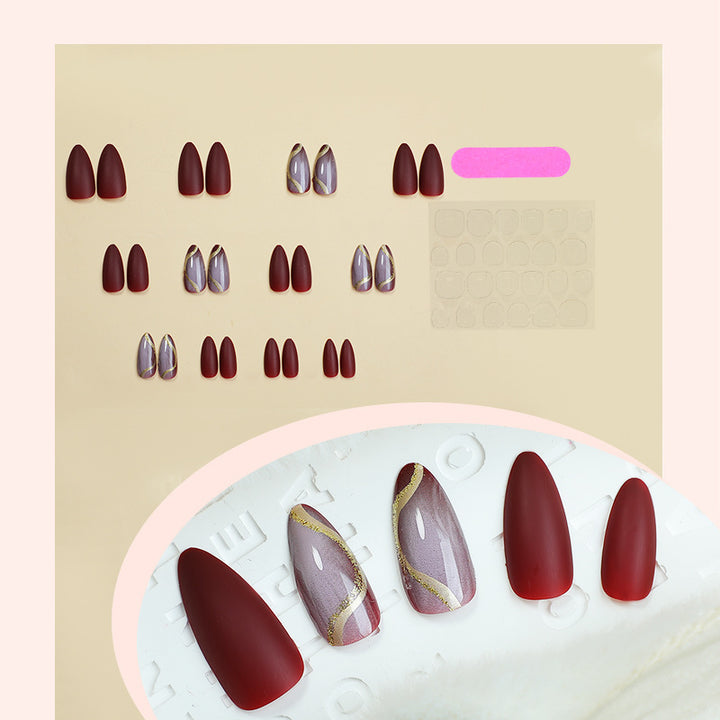 Elegant Press-On Nail Set with Artistic Floral and Glossy Designs Kalsten