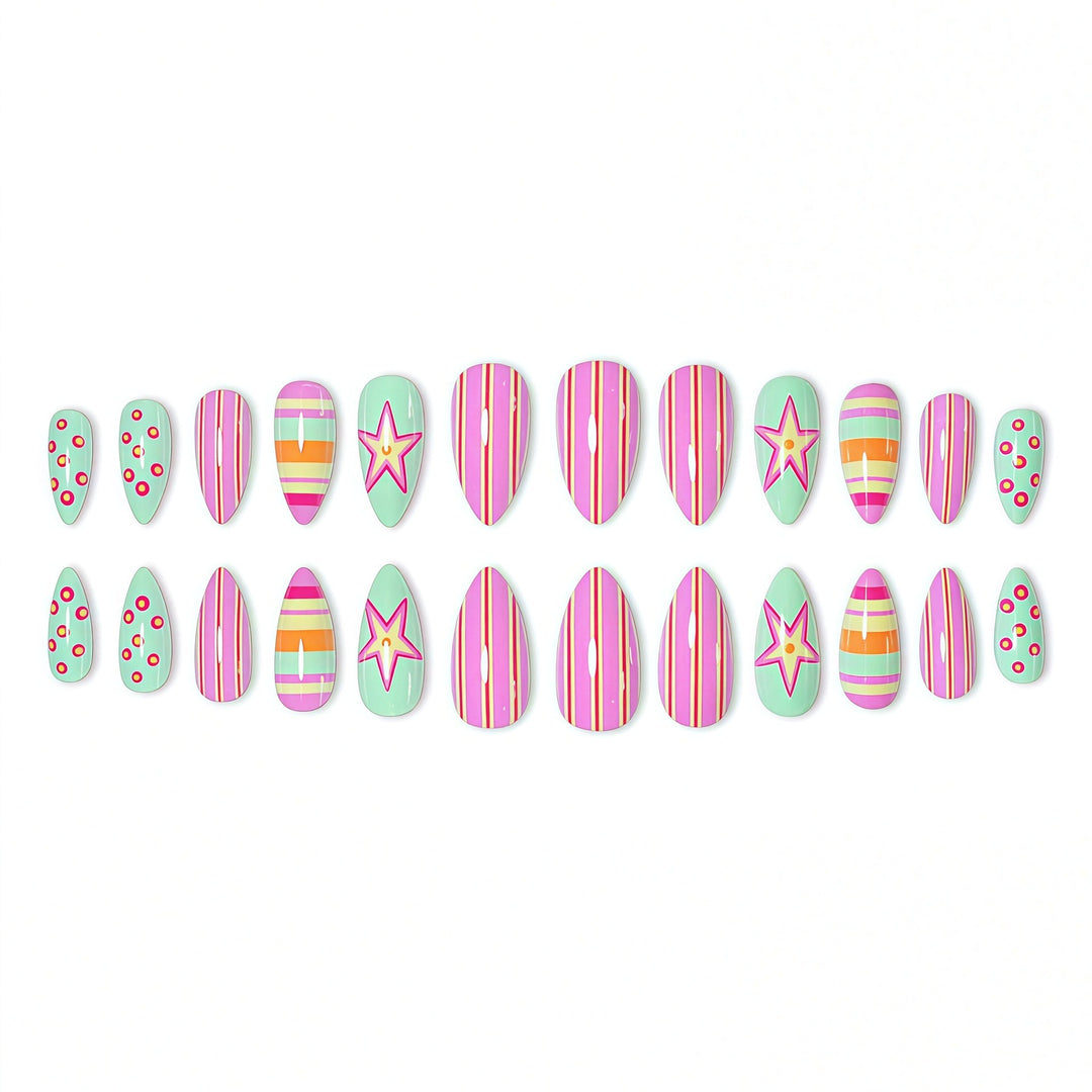 Vibrant Patterned Nail Art Extensions Kalsten