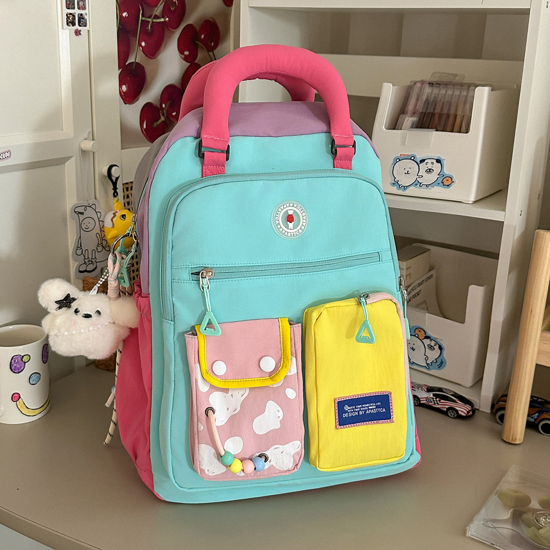 Color Block Multi-Functional Backpack Kalsten