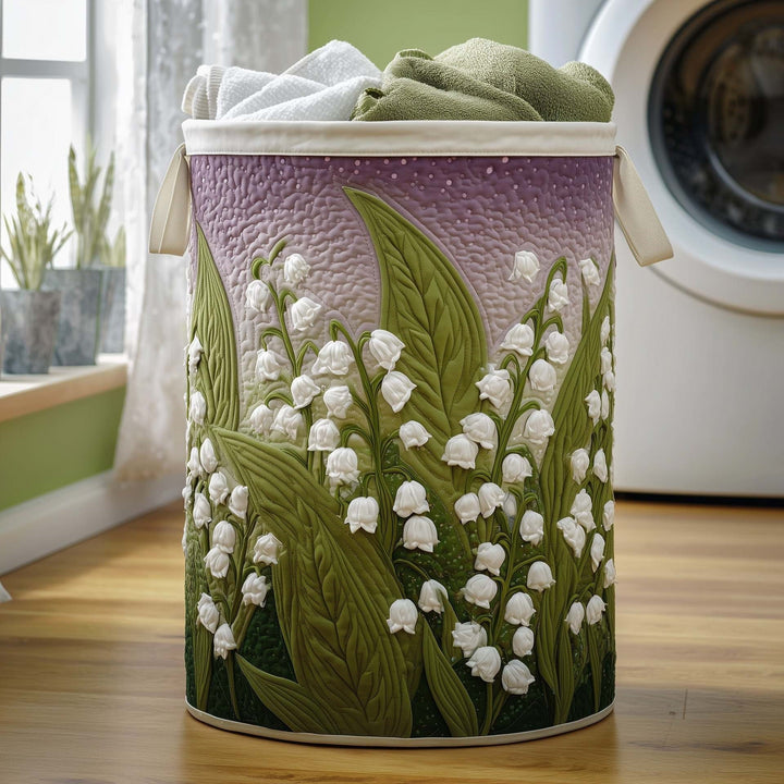 Quilted Decorative Laundry Storage Basket With Rope Handles Collapsible Fabric Organizer