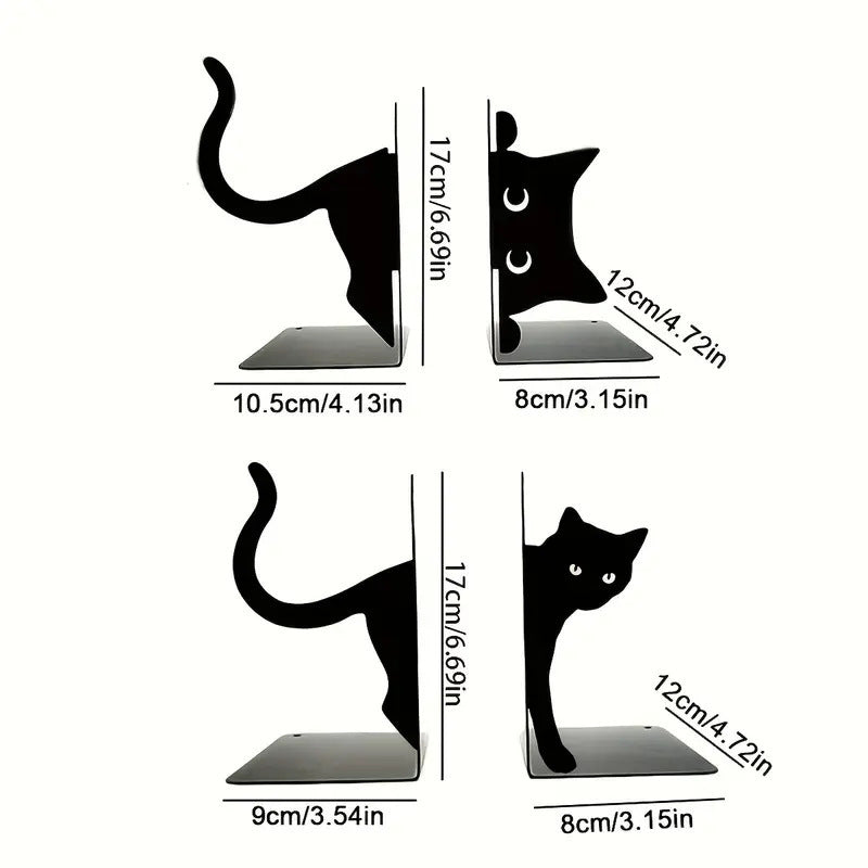 Cat-Shaped Metal Bookends