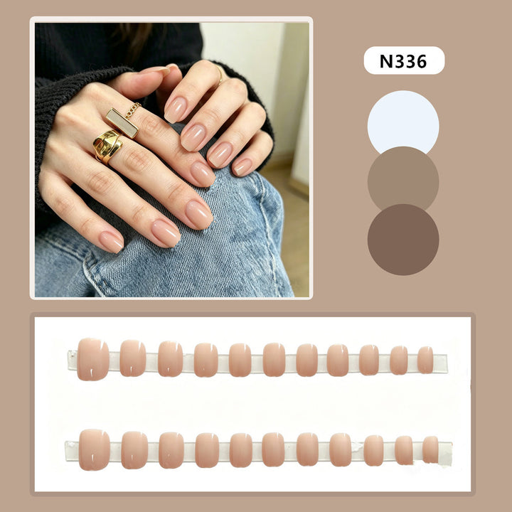 Glossy Natural Effect Press-On Nail Set