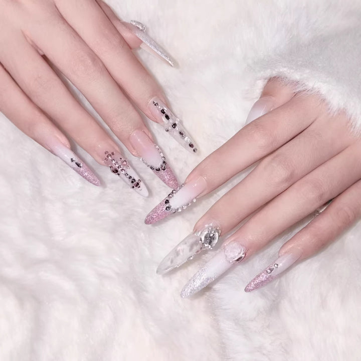 Glamorous Decorative Stiletto Press-On Nail Extensions