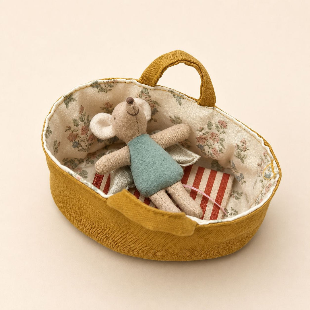 Fabric Nursery Storage Basket with Padded Handles and Floral Lined Interior