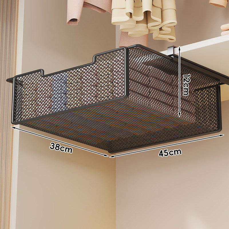Under-Shelf Pull-Out Mesh Drawer Organizer with Slide Rail Clamp Mount