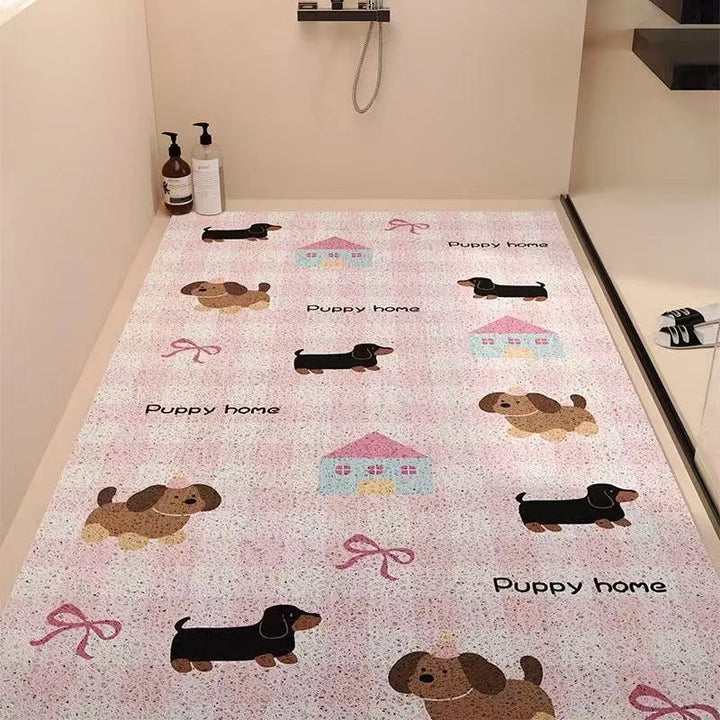 Playful Puppy-Themed Non-Slip Bathroom Mat Kalsten