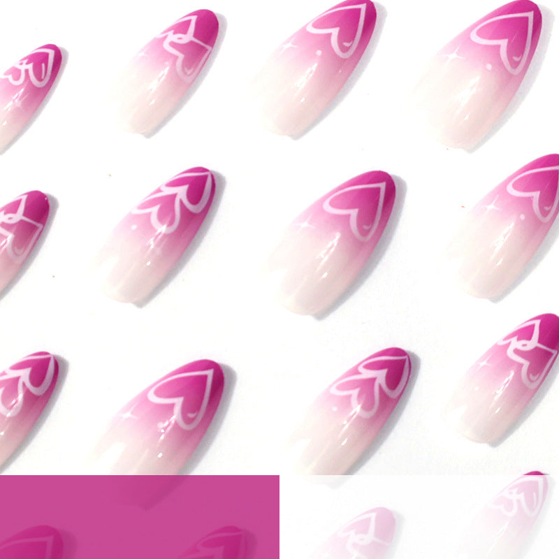 Heart-Embellished Almond Nail Art Set Kalsten