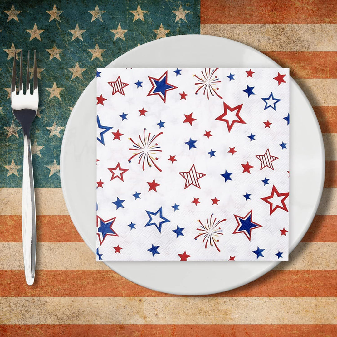 Unisex nan festive star patterned disposable party napkin with fireworks motif Kalsten