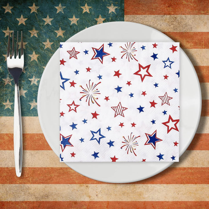 Unisex nan festive star patterned disposable party napkin with fireworks motif Kalsten
