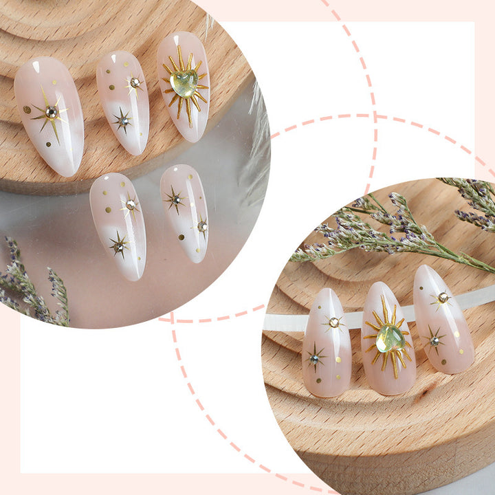 Artificial nail set with luxurious 3D star and glitter elements Kalsten