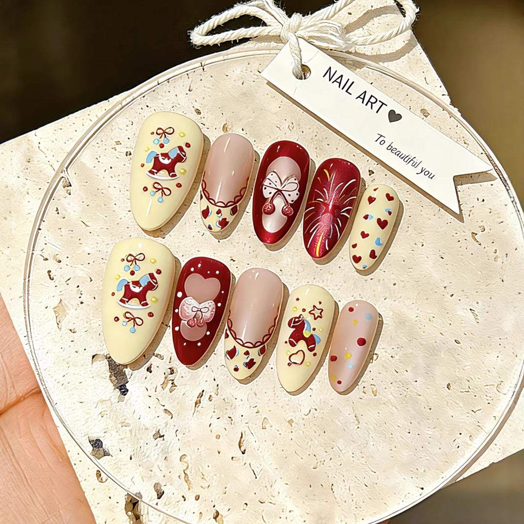 Playful Party-Themed Press-On Nails