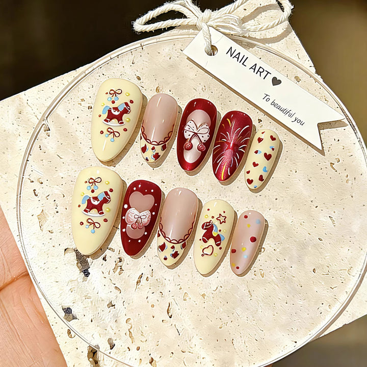 Playful Party-Themed Press-On Nails