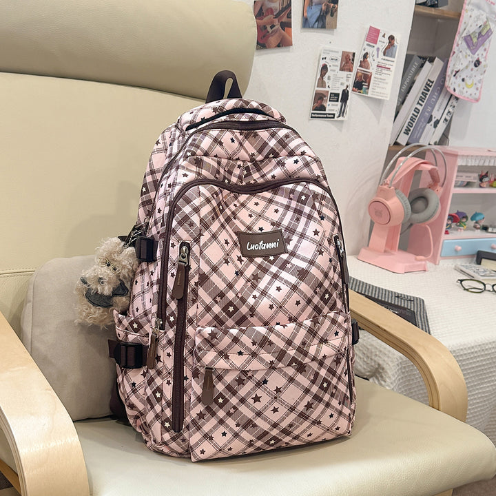 Stylish Plaid Design School Backpack Kalsten