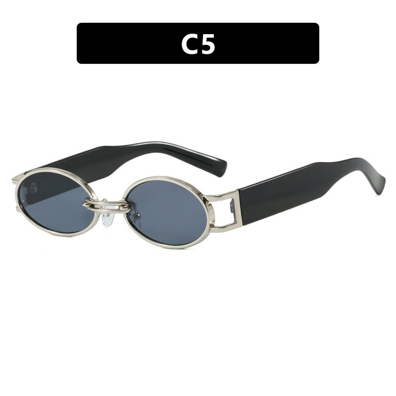 Women oval-shaped sunglasses with golden accents and stylish frame Kalsten