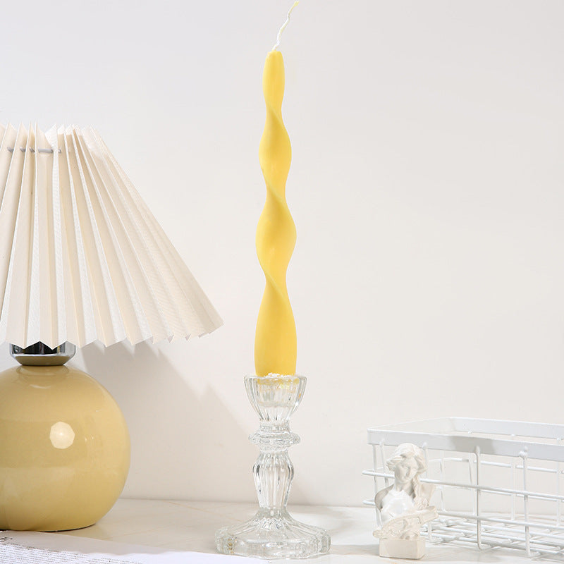 Wavy Sculptural Column Taper Candle