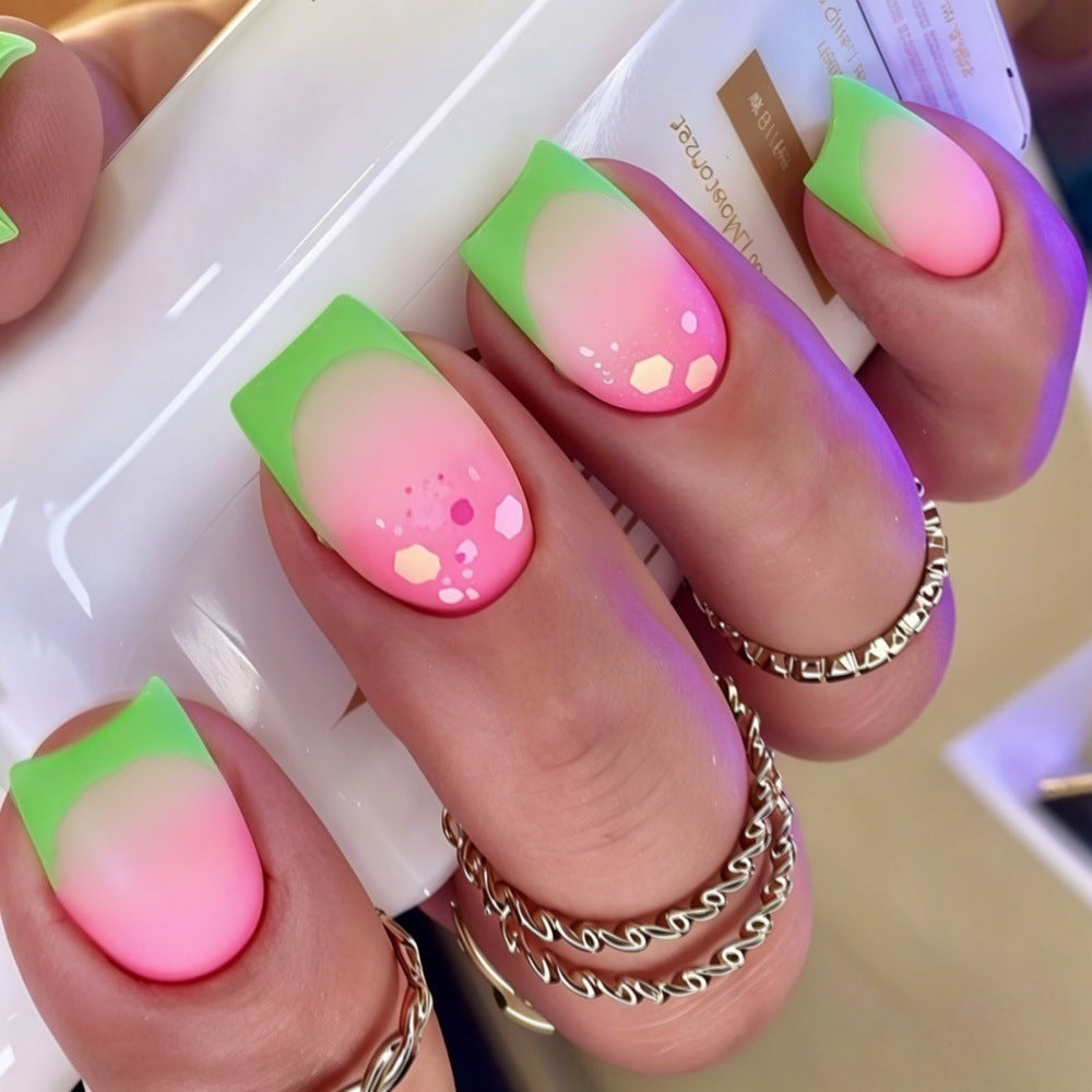 Creative art nails in modern gradient colors with glitter accents Kalsten