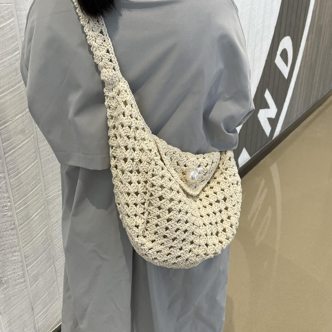 Handmade shoulder bag with bead closure Kalsten