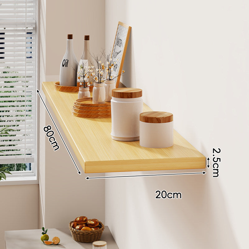 Floating Wall-Mounted Solid Wood Display Shelf with Concealed Brackets and Slim Profile