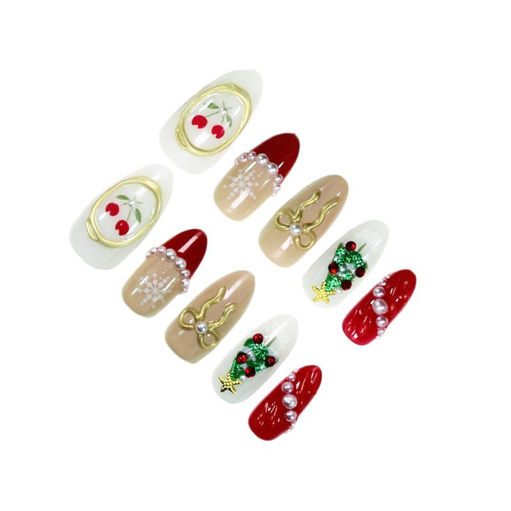 Festive Holiday-Themed Press-On Nail Set