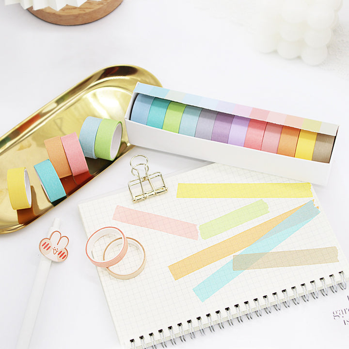Pastel Washi Masking Tape Set Multi-Roll Assorted Widths Reusable Decorative Craft Tape