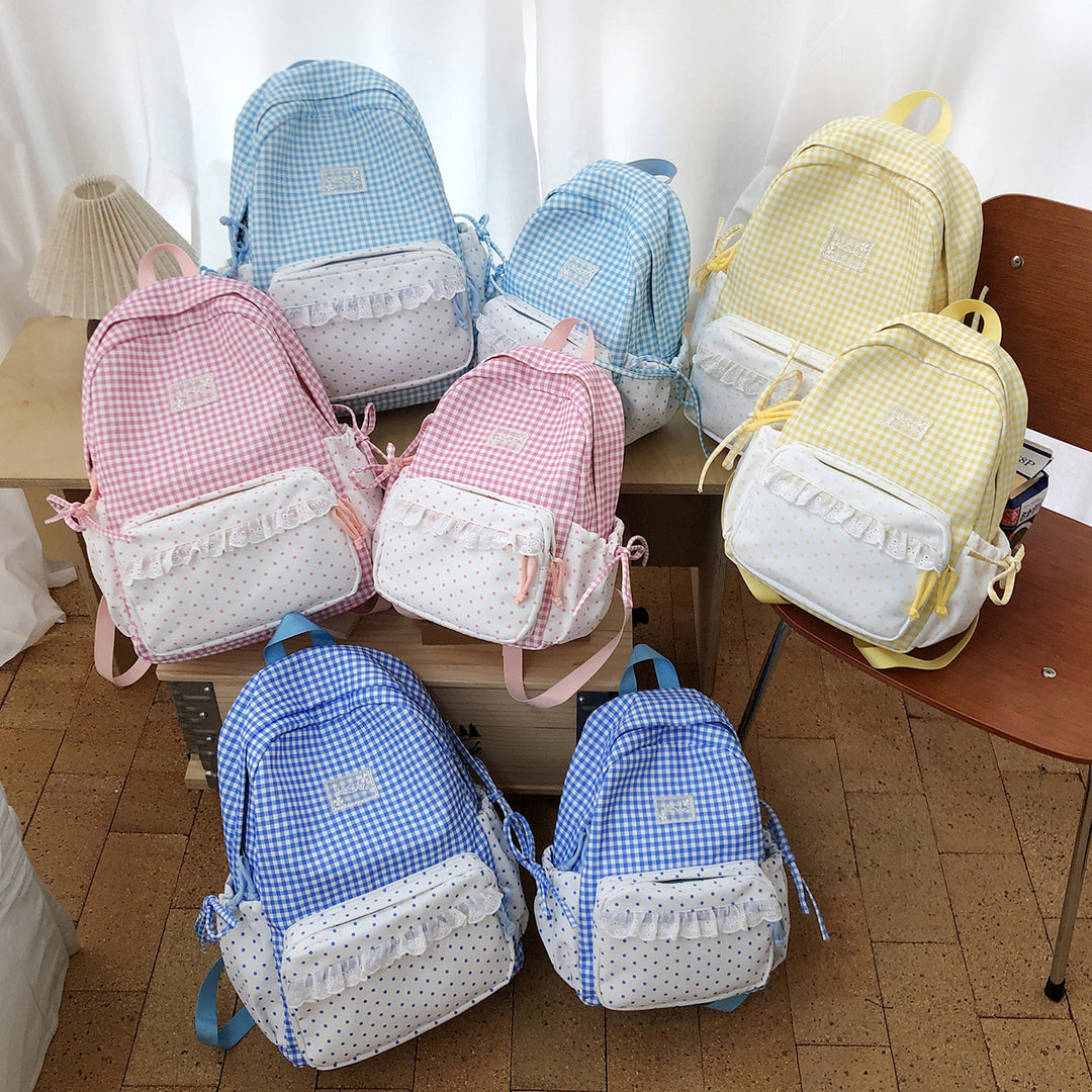 Playful Gingham and Polka Dot Backpack Kalsten