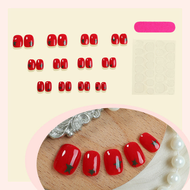 Themed Tomato-Design Press-On Nail Art Set