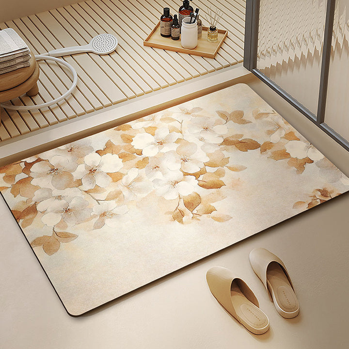 Floral Patterned Memory Foam Bath Mat