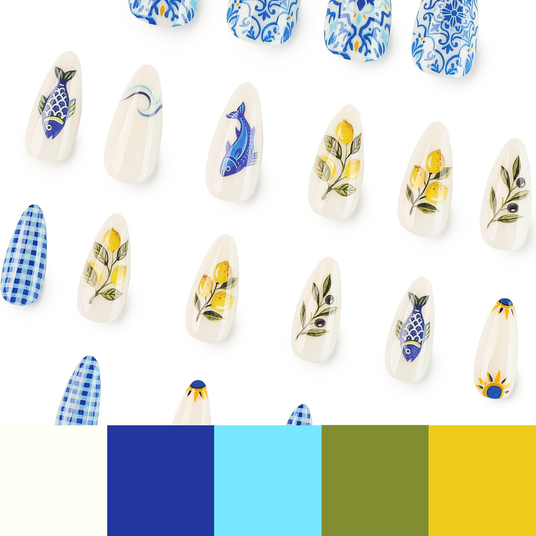 Artistic Nail Art with Fruit and Ocean Motifs Kalsten
