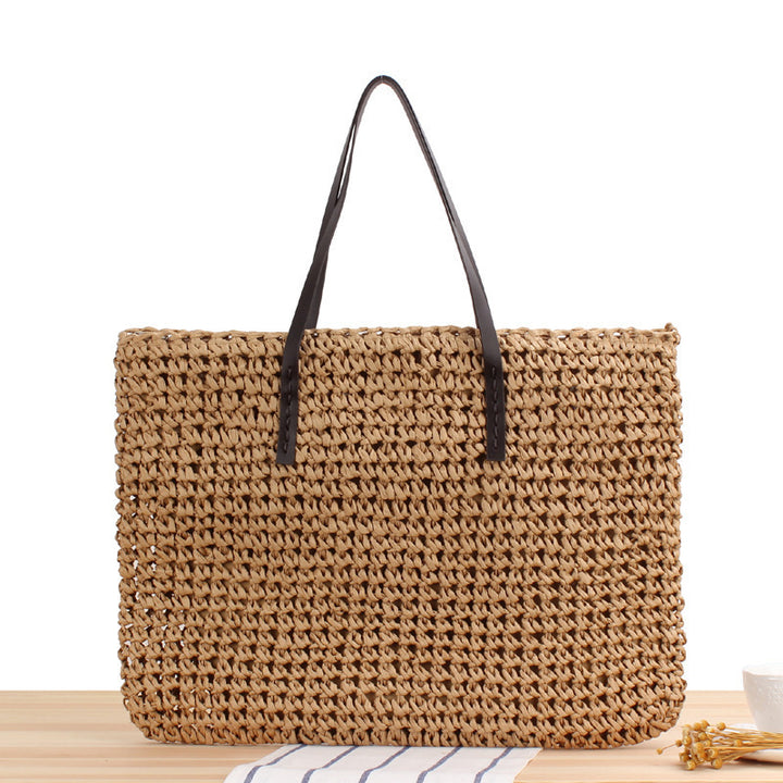 Timeless wicker tote bag with leather handles Kalsten
