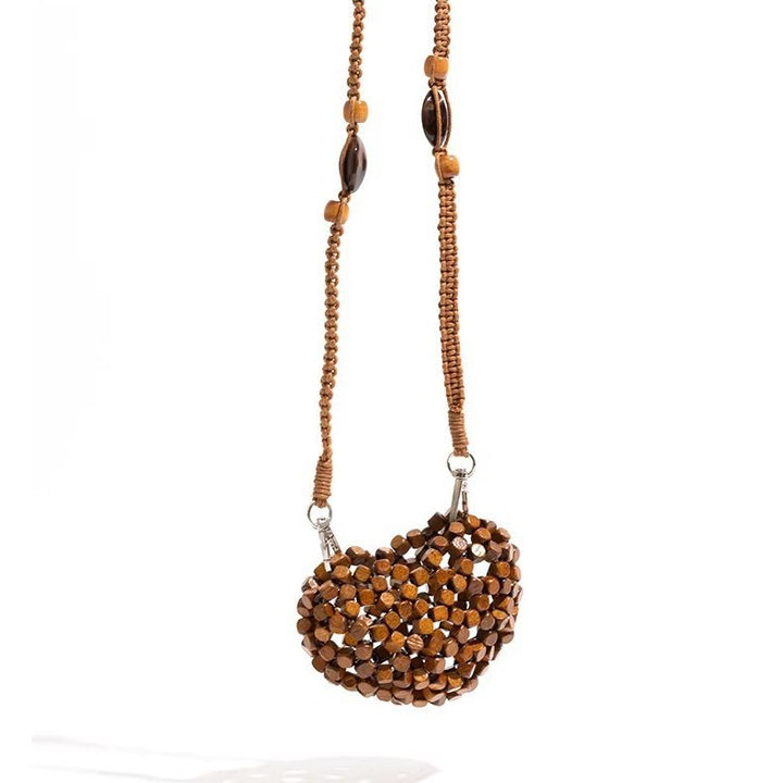Decorative Heart-Shaped Beaded Crossbody Bag