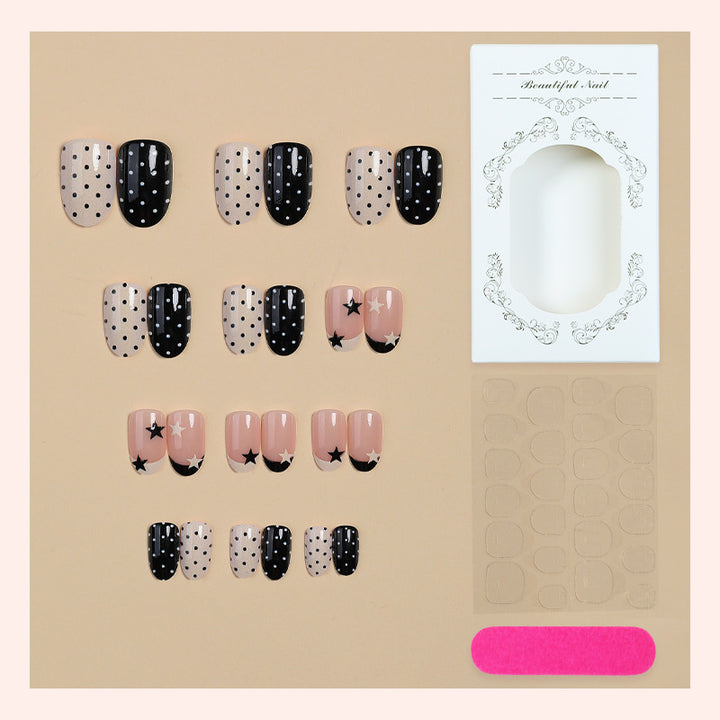 Creative Art Nail Set with Stars and Dots Design Kalsten