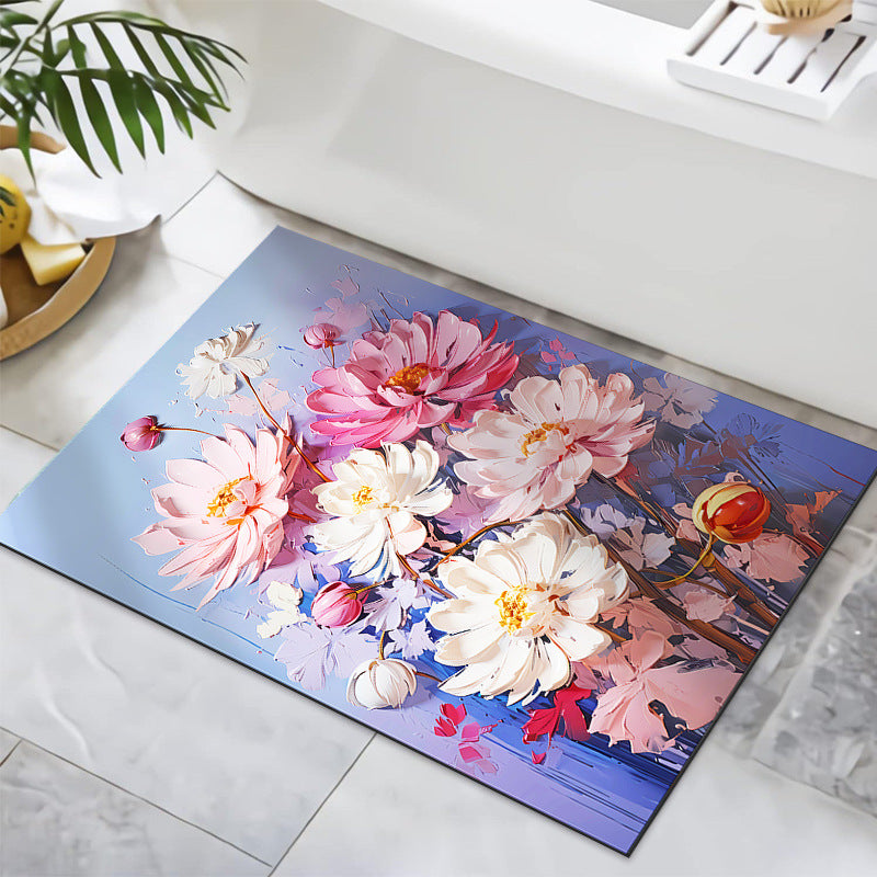 Textured Floral Design Bath Mat Kalsten