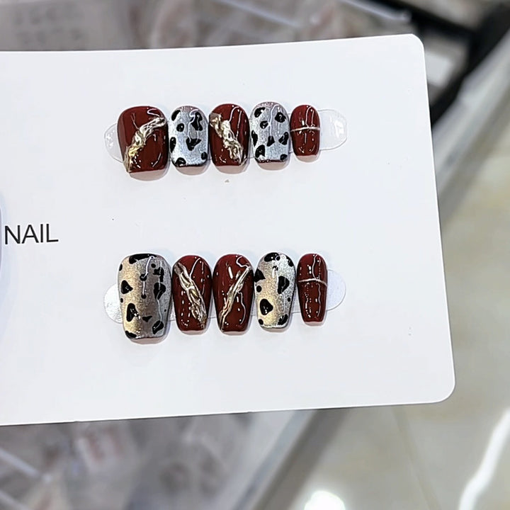 Stylish Press-On Nail Art Set with Unique Patterns Kalsten
