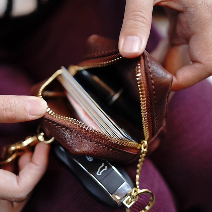 Compact Genuine Leather Coin Purse