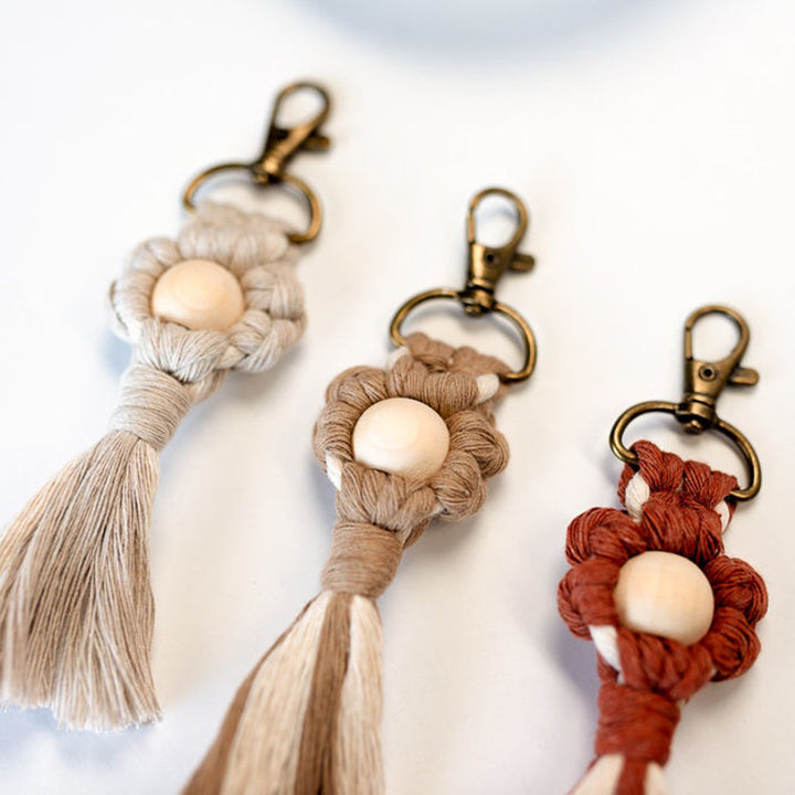 Macrame Keychain with Wooden Accents Kalsten