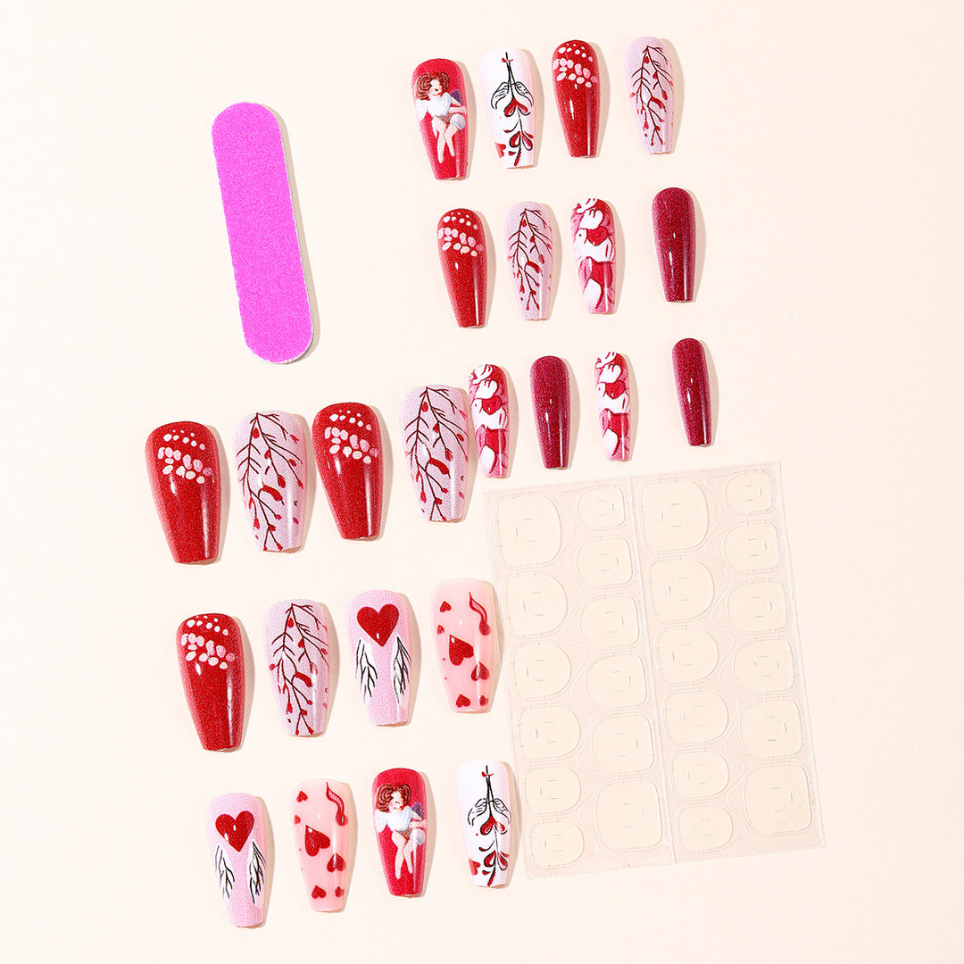 Romantic Heart-Themed Acrylic Nail Art Set Kalsten