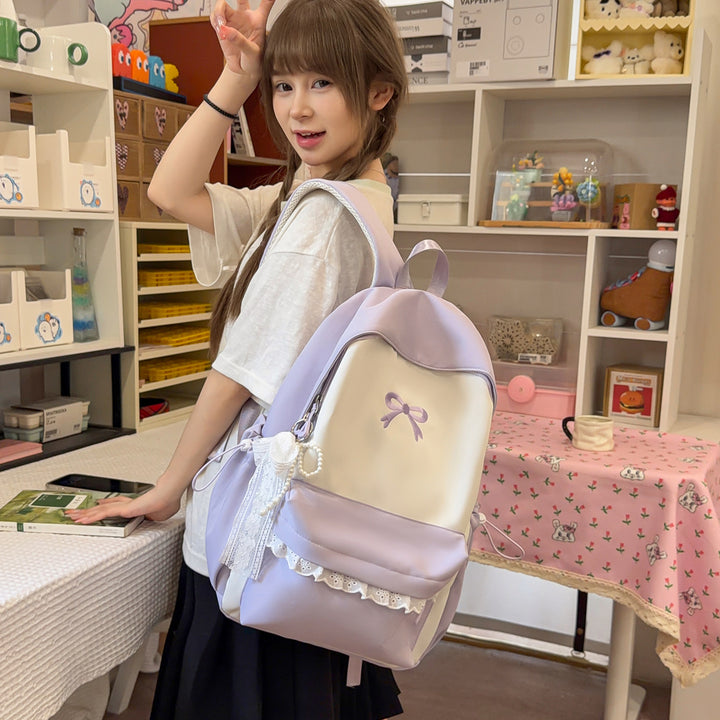 Decorative Bow-Embellished Casual Backpack Kalsten