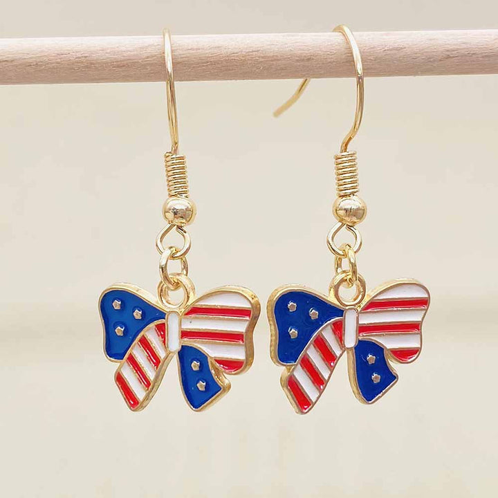 Women's Independence Day patriotic enamel flag dangle earrings with hypoallergenic fishhook wires Kalsten